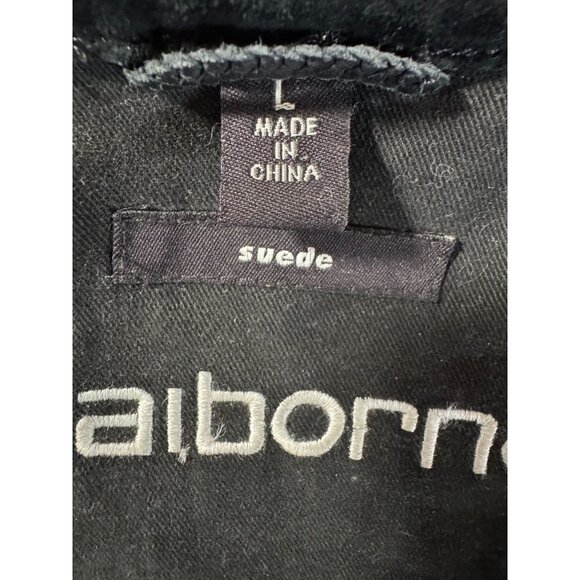 Claiborne Mens Large Suede Leather Button-Up Shirt Jacket Black - Picture 4 of 16